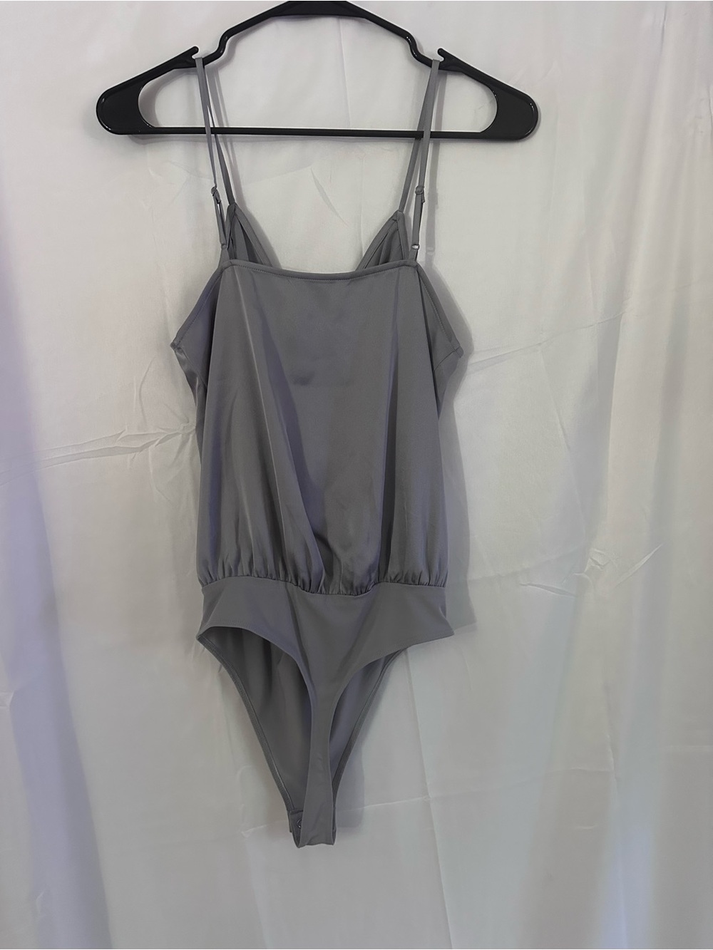 Express Grey Satin Surplice Bodysuit - Picture 4 of 5